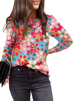 kupować Casual Polka Dots Tops Crewneck Long Sleeve Shirts lekkie swetry luźne online manufacture