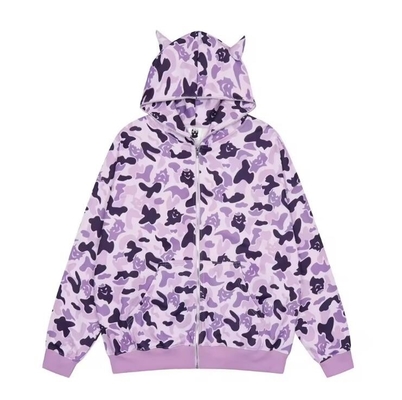 kupować Wszystkie nad drukowane Hoodie oversize Cotton Zip Up Sweatshirt anty zmarszczki online manufacture