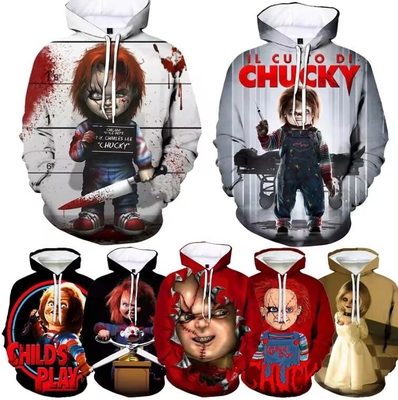 kupować Chucky wydrukowany wielkości Hoodie mężczyźni Horror Movie 3D wydrukowane Hoodies online manufacture