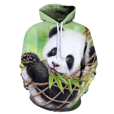 kupować Mężczyźni Supersized Panda Drukowany Hoodie z długimi rękawami z kieszenią online manufacture