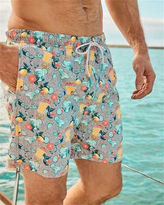 kupować Stroje kąpielowe dla mężczyzn szybkie suche kwiatowe wydruki Inseam Stretch Board Shorts z kompresyjnym linerem online manufacture