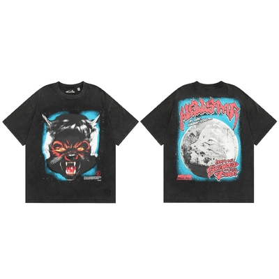 kupować Mężczyźni Wielkowymiarowe T-shirty graficzne szyja krótkie rękawy Streetwear Vintage T-shirty online manufacture