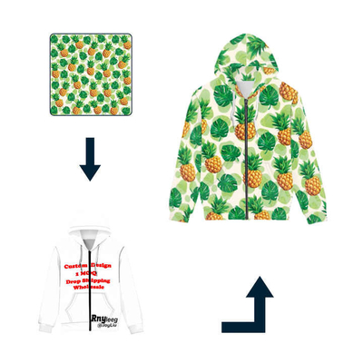 Uliczne ubrania dla mężczyzn Sublimacja Hoodies Zipper Up Pullover