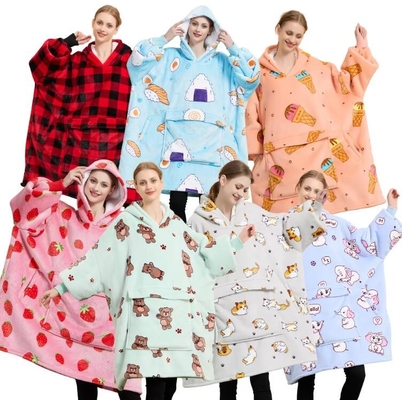 100% polyester wełna nadmiarowe koce z kapturą Unisex Ultra wygodne