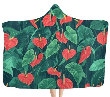 Anthurium Hawaii Print Oversized Hooded Coat