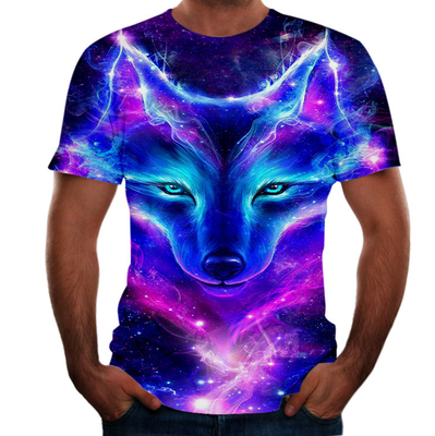 Latowe męskie T-shirty Fox Wolf 3D Digital Print Okrągła szyja
