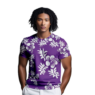 Digital Printed T-shirt T-shirt z krótkimi rękawami Wersja pełna Działalność drukowania Młodzież Luźna koszula reklamowa 3D Top Purple