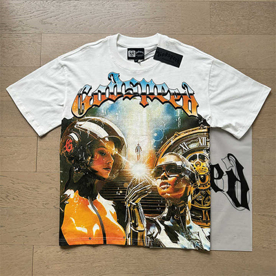 T-shirt męski Design mody Woda do mycia Czarny Hip Hop Ciężki bawełniany top T-shirt graficzny męski t-shirt